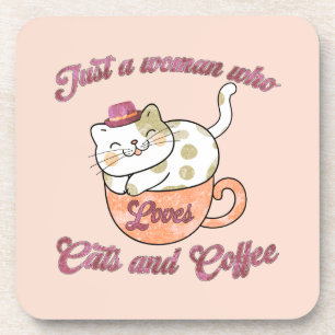 Nur eine Frau, die Katzen und Kaffee Liebe Getränkeuntersetzer