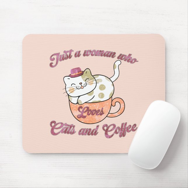 Nur eine Frau, die Katzen und Kaffee Liebe Mousepad (Mit Mouse)