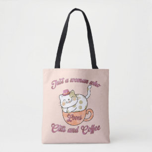 Nur eine Frau, die Katzen und Kaffee Liebe Tasche