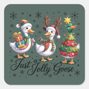 Nur eine fröhliche Gans Patchwork Weihnachtsente L Quadratischer Aufkleber