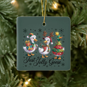Nur eine lustige Gans Patchwork Weihnachtsente Lus Keramikornament