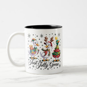 Nur eine lustige Gans Patchwork Weihnachtsente Lus Zweifarbige Tasse
