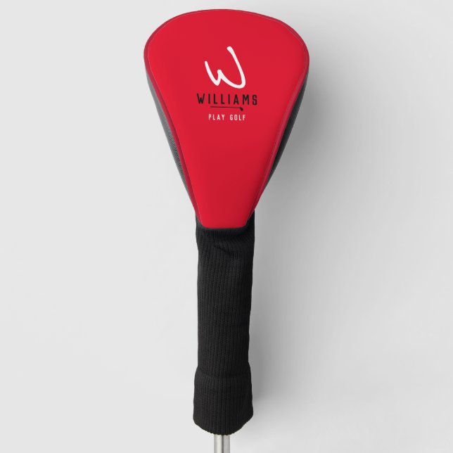 Nur eine Mit Monogramm Red Golf Head Cover Golf Headcover (Vorderseite)