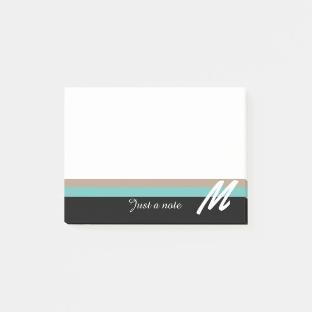 Nur eine Note Monogram White Tan und Black Strip Post-it Klebezettel (Vorderseite)