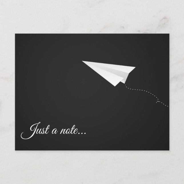 Nur eine Notiz Papier-Flugzeug-Postkarte Postkarte (Vorderseite)