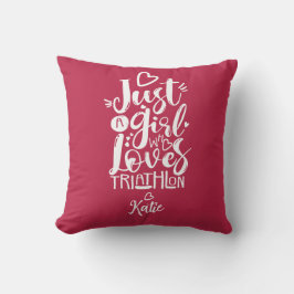 Nur eine Triathlon-Mädchen weiß und Magenta Typogr Kissen