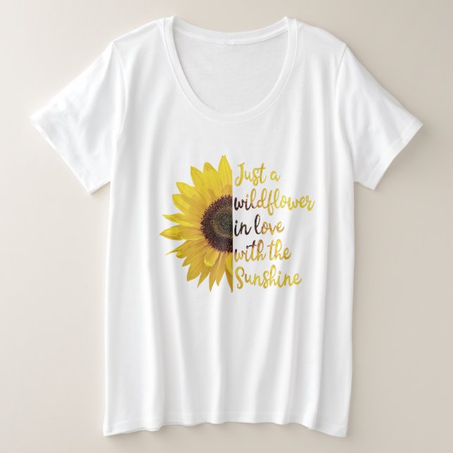 Nur eine Wildblume in Liebe mit Sonnenschein Große Größe T-Shirt (Design vorne)