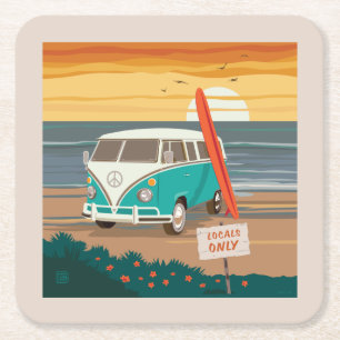 Nur Einheimische VW Surf Van Rechteckiger Pappuntersetzer