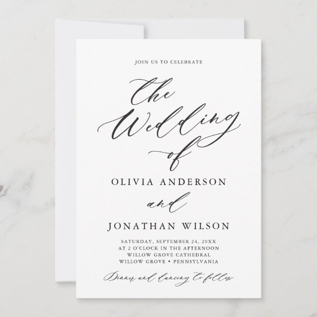 Nur Einladung zur Schwarzen Eleganten Script Typog (Vorderseite)