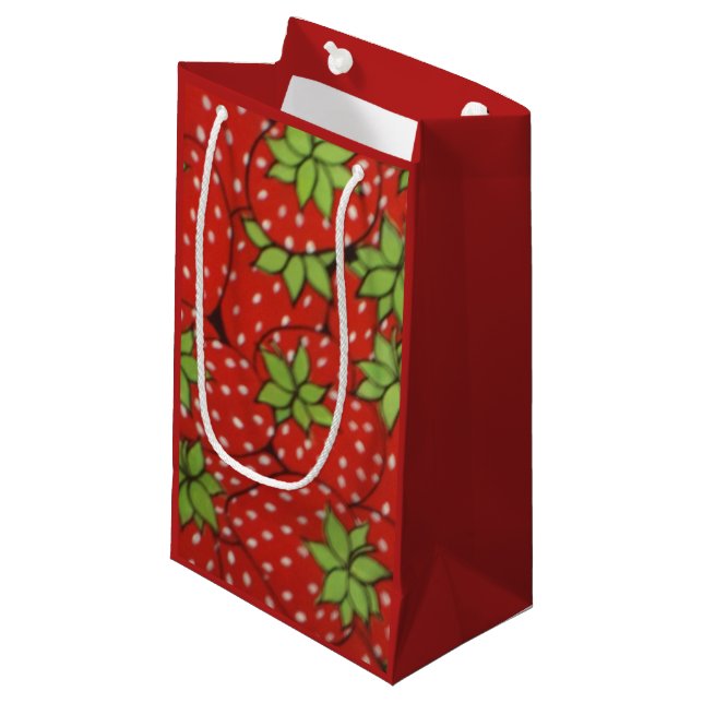 Nur Erdbeeren Kleine Geschenktüte (Vorderseite Schrägansicht)