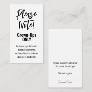 Nur Erwachsene 💍 Minimalistisches Elegant Begleitkarte