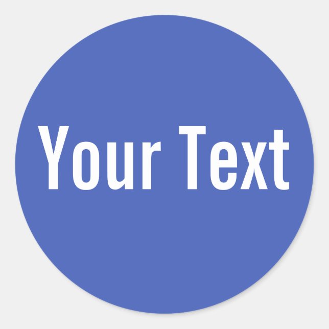 NUR FARBE | Blau + Ihr Text Runder Aufkleber (Vorderseite)