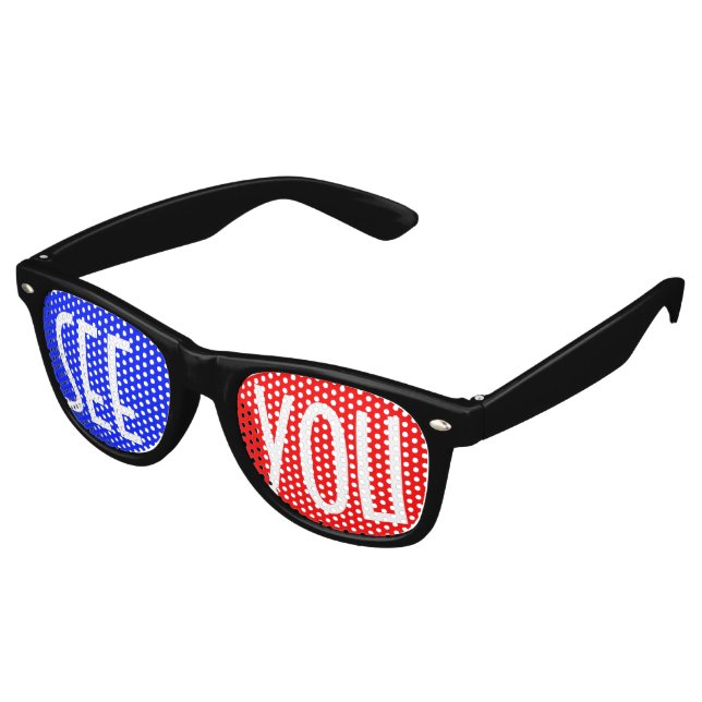 Nur Farbe Hintergrund - blau rot + Ihre Ideen Sonnenbrille (Schrägansicht)