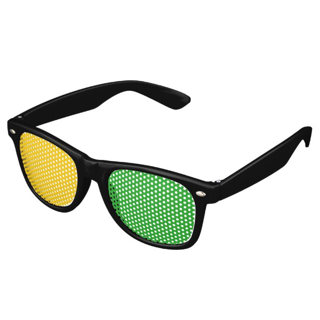 Nur Farbe Hintergrund - gelb grün + Ihre Ideen Sonnenbrille (Schrägansicht)
