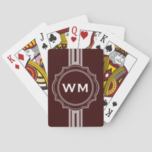 NUR FARBE/KNOPF-FAHNEN-Weiß + Monogramm Spielkarten