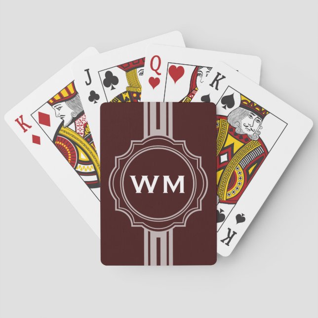 NUR FARBE/KNOPF-FAHNEN-Weiß + Monogramm Spielkarten (Rückseite)