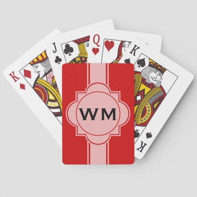 NUR FARBE/KNOPF-FAHNEN-Weiß + Monogramm Spielkarten (Rückseite)