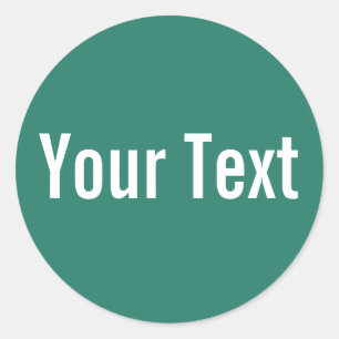 NUR FARBE Ozeangrün + Ihr Text Runder Aufkleber