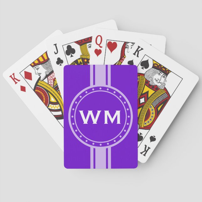 NUR FARBE/SCHALTFLÄCHE, weiß + Monogramm Spielkarten (Rückseite)