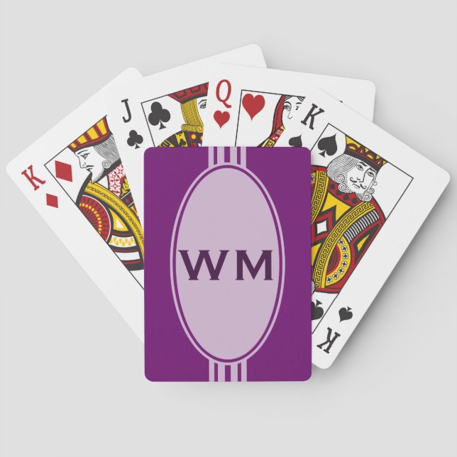 NUR FARBE/SCHALTFLÄCHE, weiß + Monogramm Spielkarten (Rückseite)