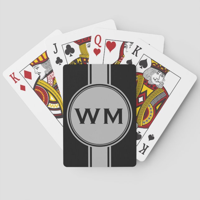 NUR FARBE/SCHALTFLÄCHE, weiß + Monogramm Spielkarten (Rückseite)