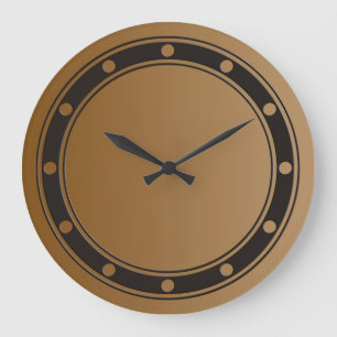 NUR FARBgradienten braun - Ringe & Punkte schwarz Große Wanduhr