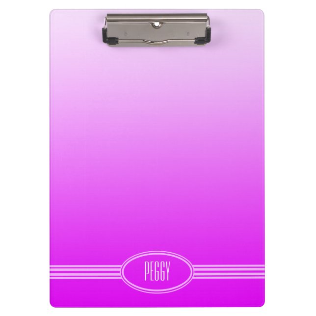 NUR FARBgradienten pink + Ihr Text Klemmbrett (Vorderseite)