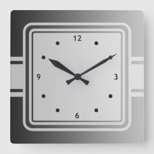 NUR FARBgradienten - schwarz grau + Punkt auf der Quadratische Wanduhr