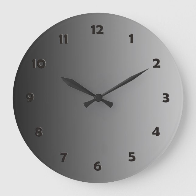 NUR FARBgradienten - schwarz grau + Uhrfläche Große Wanduhr (Vorderseite)