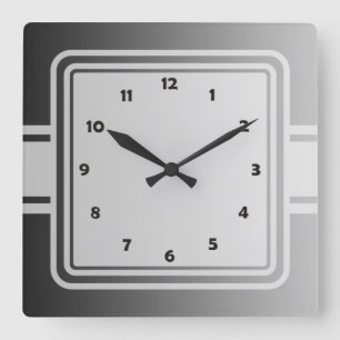 NUR FARBgradienten - schwarz grau + Uhrfläche Quadratische Wanduhr