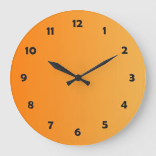 NUR FARBsteigungen - Orange + Ziffernblatt Große Wanduhr