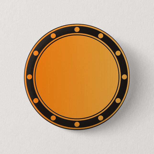 NUR FARBSTOFFE - Orange + Ringe & Punkte schwarz Button (Vorderseite)