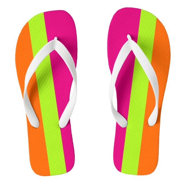 NUR FARBSTREIFEN - federgrün, orange Flip Flops (Fußbett)