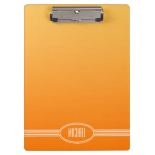 NUR FARBVERLAUF orange + Ihr Text Klemmbrett