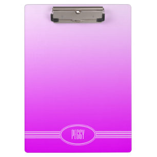 NUR FARBVERLAUF pink + Ihr Text Klemmbrett