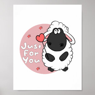 Nur für euch Kawaii lustige Schafe halten Herz Poster