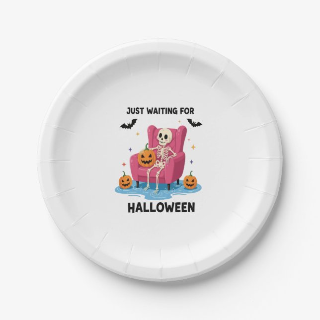 Nur für Halloween Skeleton Gewartet Pappteller (Vorderseite)