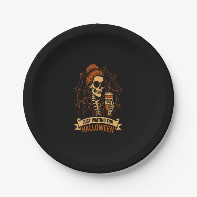 Nur für Halloween Skeleton Gewartet Pappteller (Vorderseite)