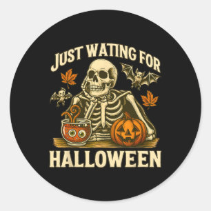 Nur für Halloween Skeleton Pumpkin Design Gewartet Runder Aufkleber