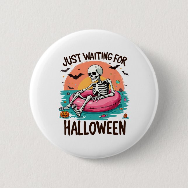 Nur für Halloween Skeleton Spaß Gewartet Button (Vorderseite)