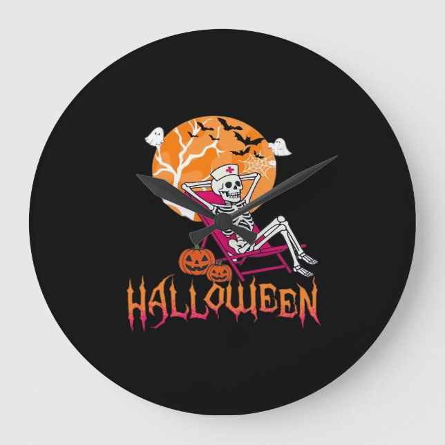 Nur für Halloween Summer Nurse Skelett P Gewartet Große Wanduhr (Vorderseite)