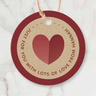 Nur für Sie mit Liebe geflochtenes Herz auf Kraft- Geschenkanhänger
