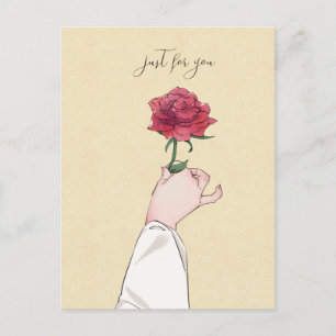 Nur für Sie rote Rose Postkarte