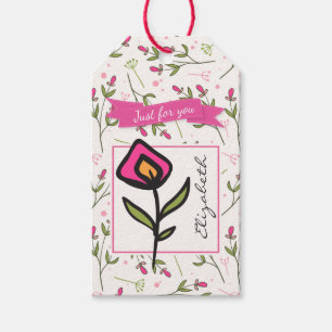 Nur für Sie Wildblume mit rosa orangefarbenen Peta Geschenkanhänger