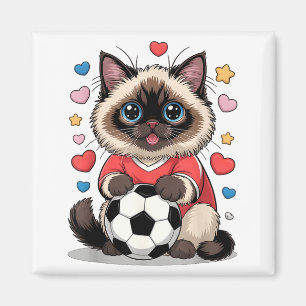 Nur Fußball-Katz Mädchen, das Birman Mom Herzen li Magnet