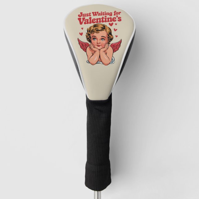 Nur Gewartet für Valentins Retro Baby Cupid Liebe Golf Headcover (Vorderseite)