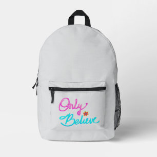 Nur glauben Christliches Zitat mit Blume Bedruckter Rucksack