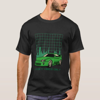 Nur Glückliche Vibes Grüne Auto Stadtlandschaft T-Shirt