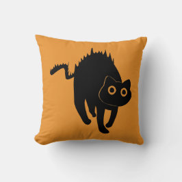 Nur Gruselige Vibes Orange Halloween Schwarze Katz Kissen