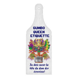 Nur Gumbo-Königin-Gumbo-Etiketten-französisches Schneidebrett
